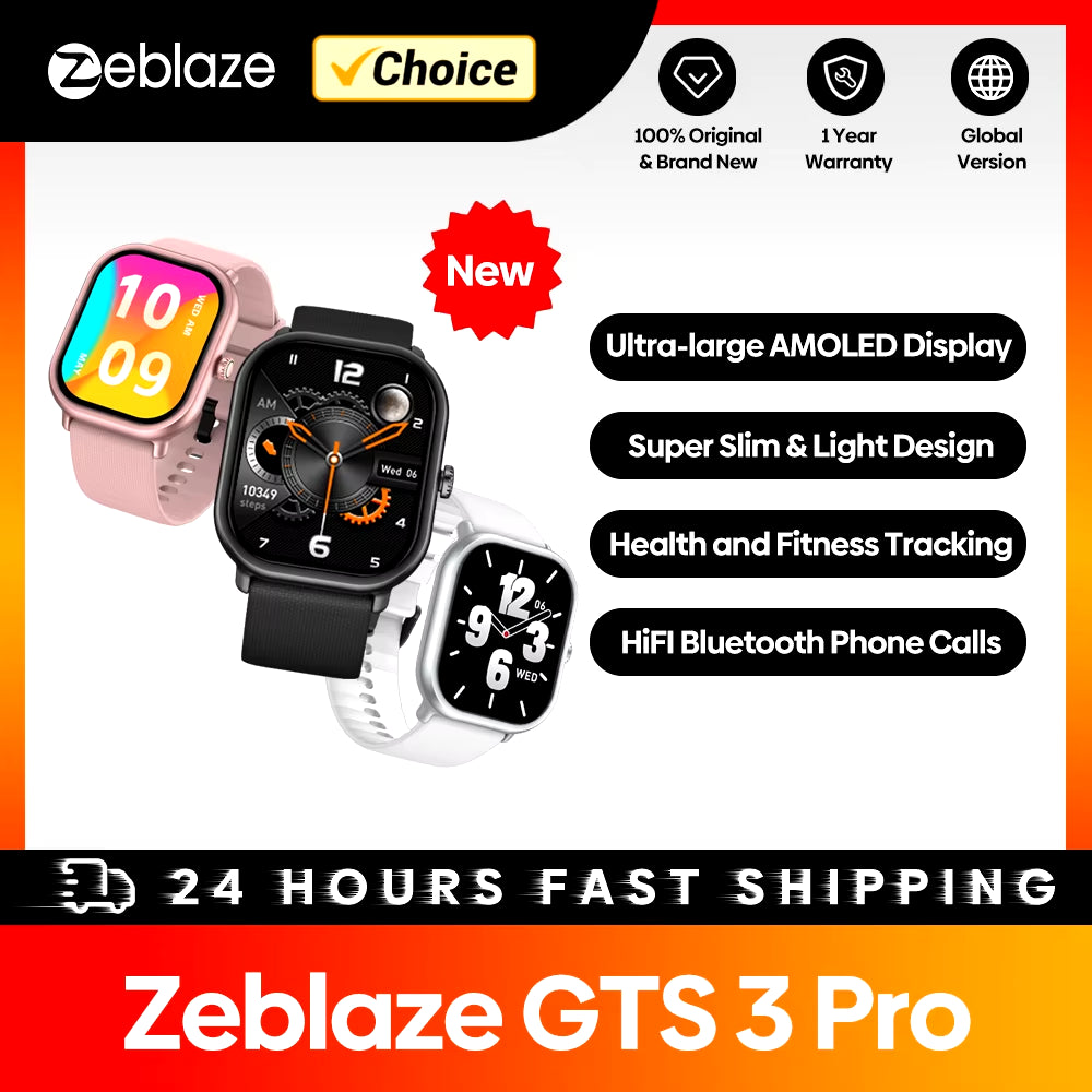 New GTS 3 Pro Voice Calling Smart Watch Ultra-Big HD AMOLED Screen Health and Fitness Tracking Smartwatch for Men Women