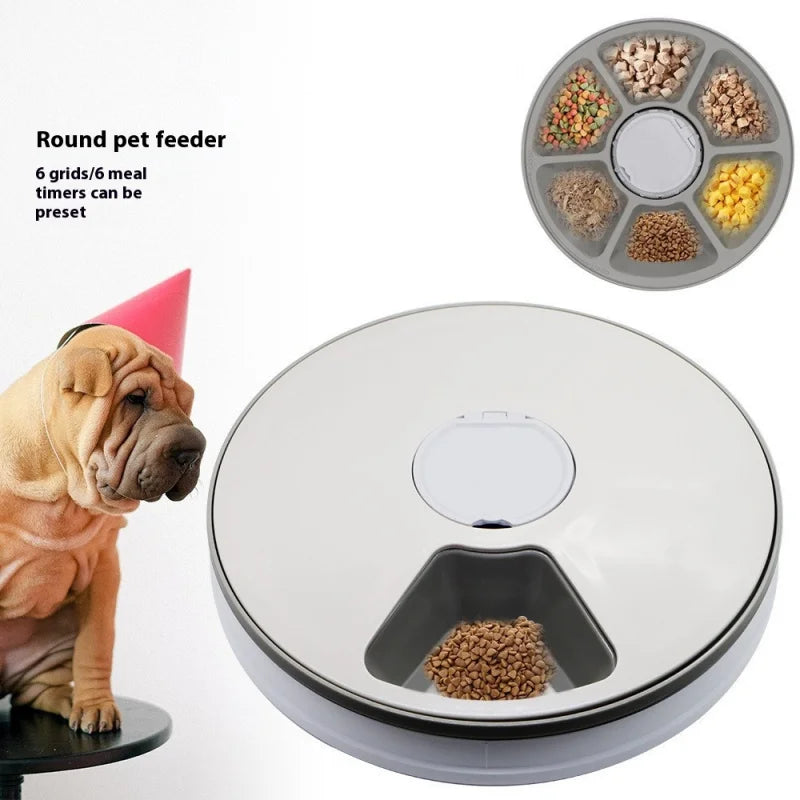 6-Cell Smart Pet Feeder - Bpa-Free Dual Gear System & Mood Music, 24H Timer with Anti-Jam Design for Cats/Dogs, Easy Clean