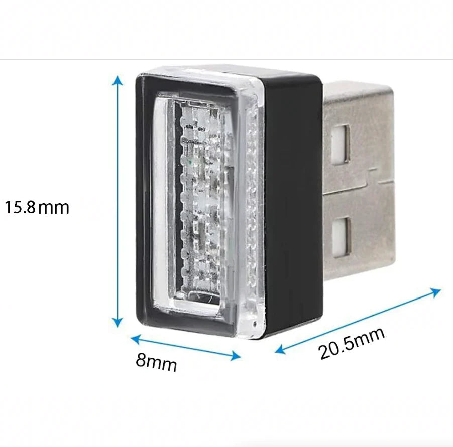 3X Mini Blue LED USB Car Interior Light Neon Atmosphere Ambient Lamp Accessories