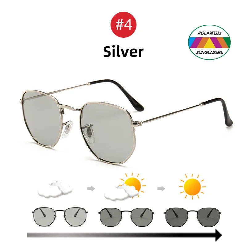 Oval Women Fashion Photochromic Sunglasses Polarized Ladies Metal Gold Frame Sun Glasses 2025 Trending Female Shades