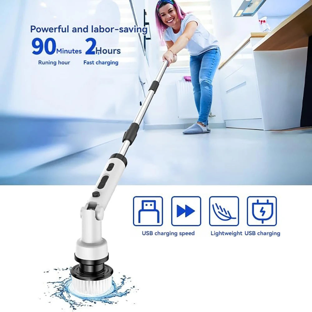 Novulife Cordless Electric Spin Scrubber with 9 Replacement Head Dual Speed Electric Brush for Cleaning Power Bathroom Scrubber for Bathtub Tile Floor