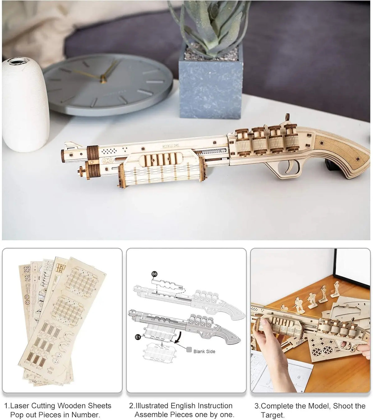Robotime Rokr Corsac M60 3D Wooden Puzzle Mechanical Model Kit for Children Ages 14 and Up - Ideal Christmas Gift