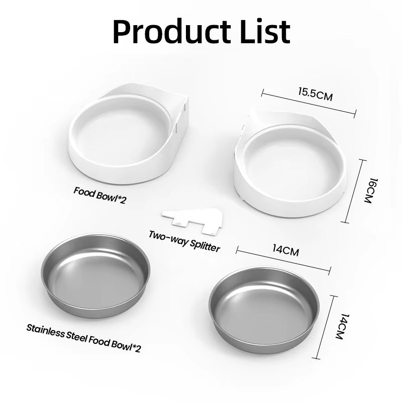 Only Stainless Steel Single & Double Bowl Accessories for 4L Automatic Pet Feeder Cat Food Dispenser without Pet Feeder