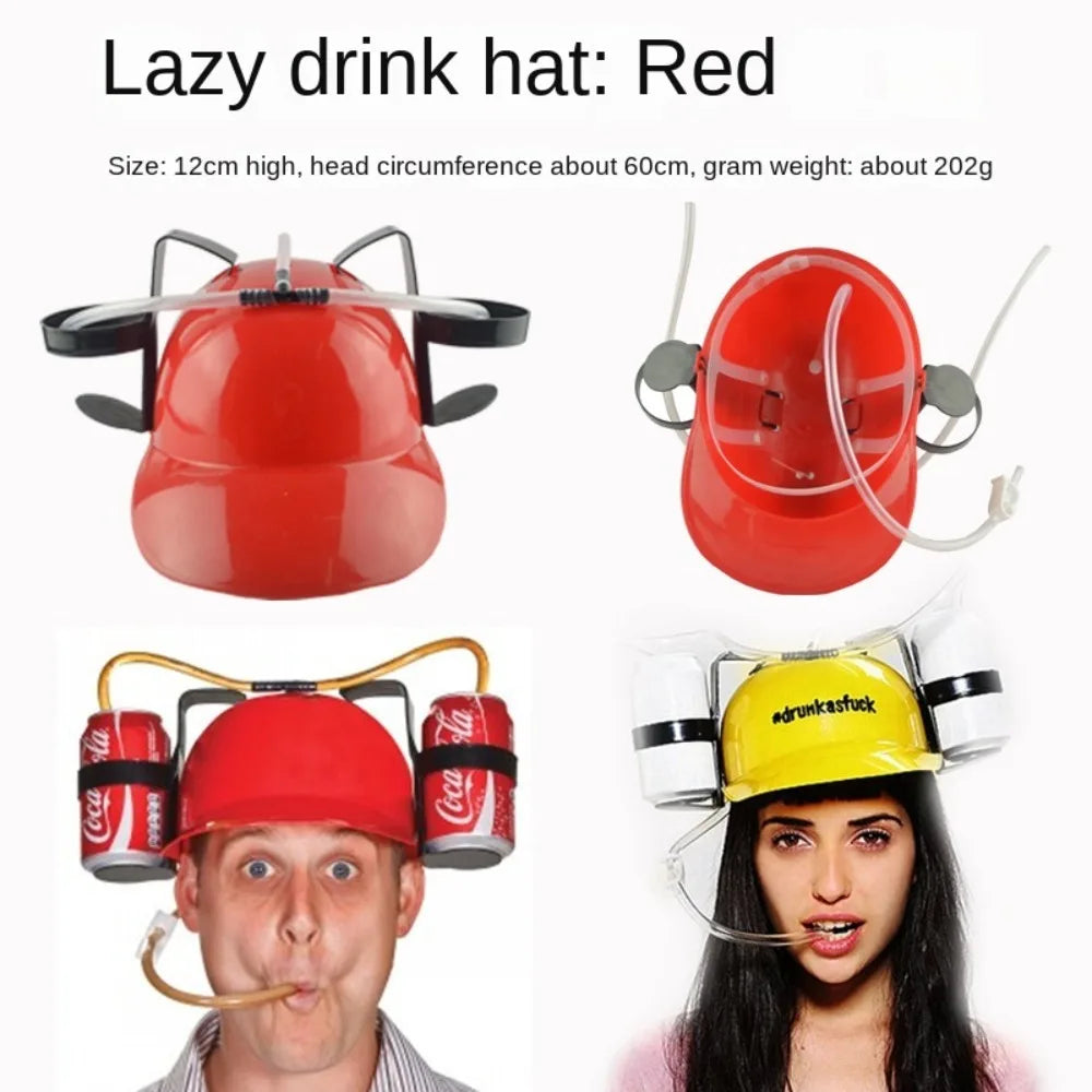 Birthday Party Outdoor Beer Hat Fast Delivery Lazy Creative Beer Beverage Hat Lazy Drinking Beverage Helmet Headgear