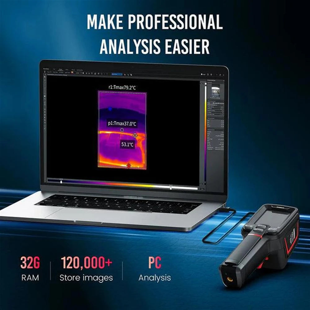 Thermal Imaging Camera 256X192 Resolution IP68 Waterproof 4 Image Modes 6 Color Palettes 16 Hour Battery 32G Memory