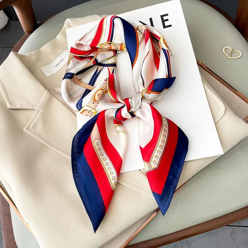2025 New Fashion 70X70Cmprinted Women'S Scarf Pashmina Silk Scarf Square Shawl Decorative Headband Neck Luxury Design Bandana