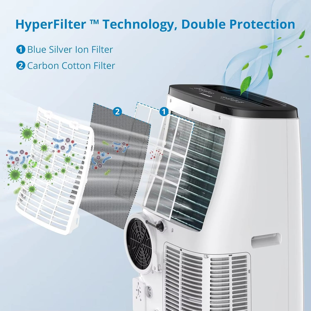 14000 BTU Portable Air Conditioner - 3-in-1 Cooling Unit with Fan, Dehumidifier, Remote Control, 48dB Quiet Operation, 24-Hour Timer, and Window Kits for Indoor Rooms, Offices, and Dorms, Cools up to 750 Sq. Ft.