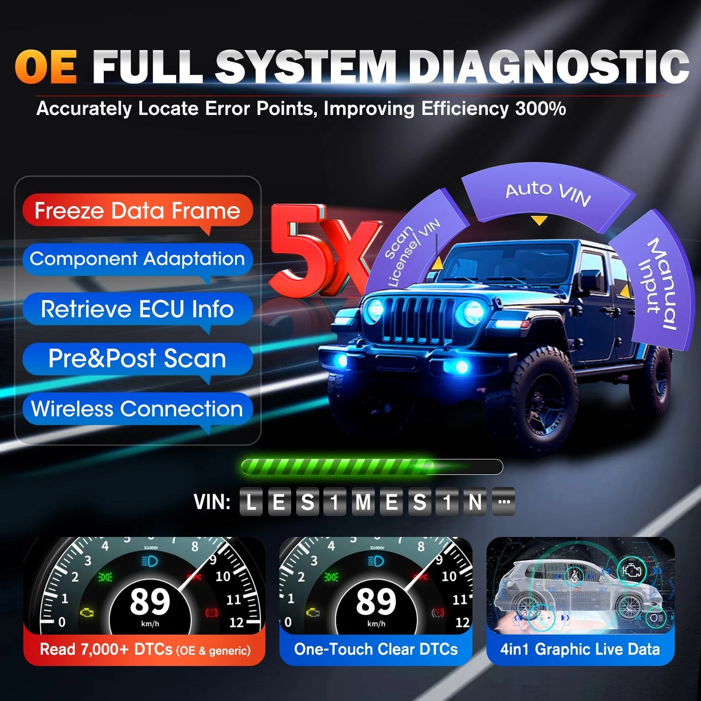 Autel Maxicom MK900BT 11 OS 8-Inch LCD Auto Diagnostic Scanner Tool 40+ Reset Bi-Directional Control Active Test
