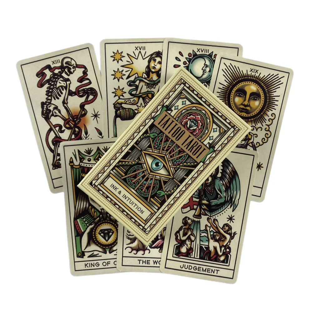 Tattoo Tarot Cards a 78 Deck Oracle English Visions Divination Edition Borad Playing Games