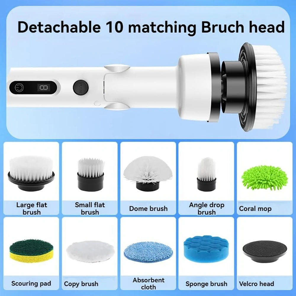 Novulife Cordless Electric Spin Scrubber with 9 Replacement Head Dual Speed Electric Brush for Cleaning Power Bathroom Scrubber for Bathtub Tile Floor