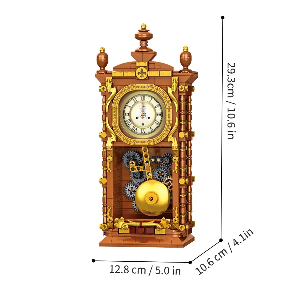MOC Classic Retro Series Swing Clock Building Blocks with Pendulum Construction DIY Assemble Brick Set Gift Boy Child Kids Adult