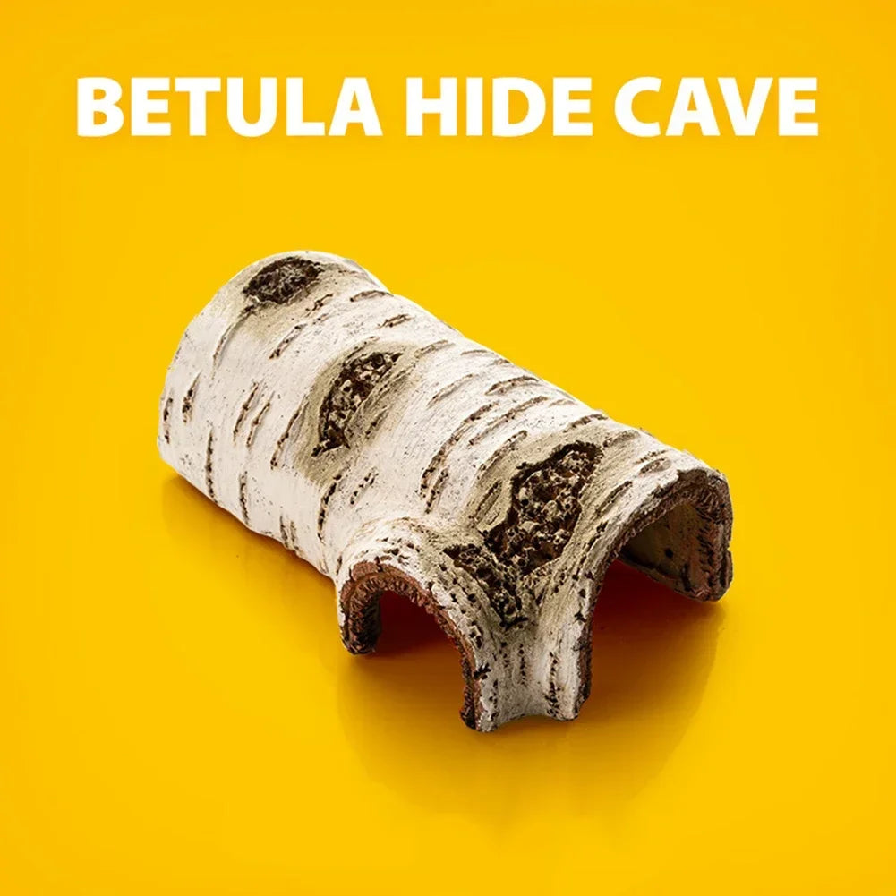 Resin Large Reptile Hide Wooden Bark Appearance Hideout House Hiding Cave Shelter for Reptile Habitat Decoration