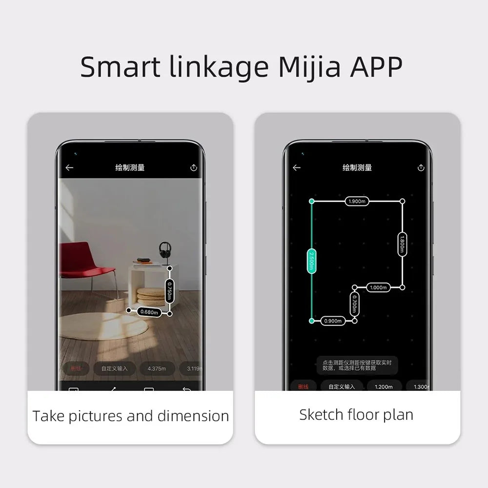 Mijia Smart Laser Rangefinder Real Time Distance Meter LCD Display Laser Range Finder Tape Measure Work with Mijia APP