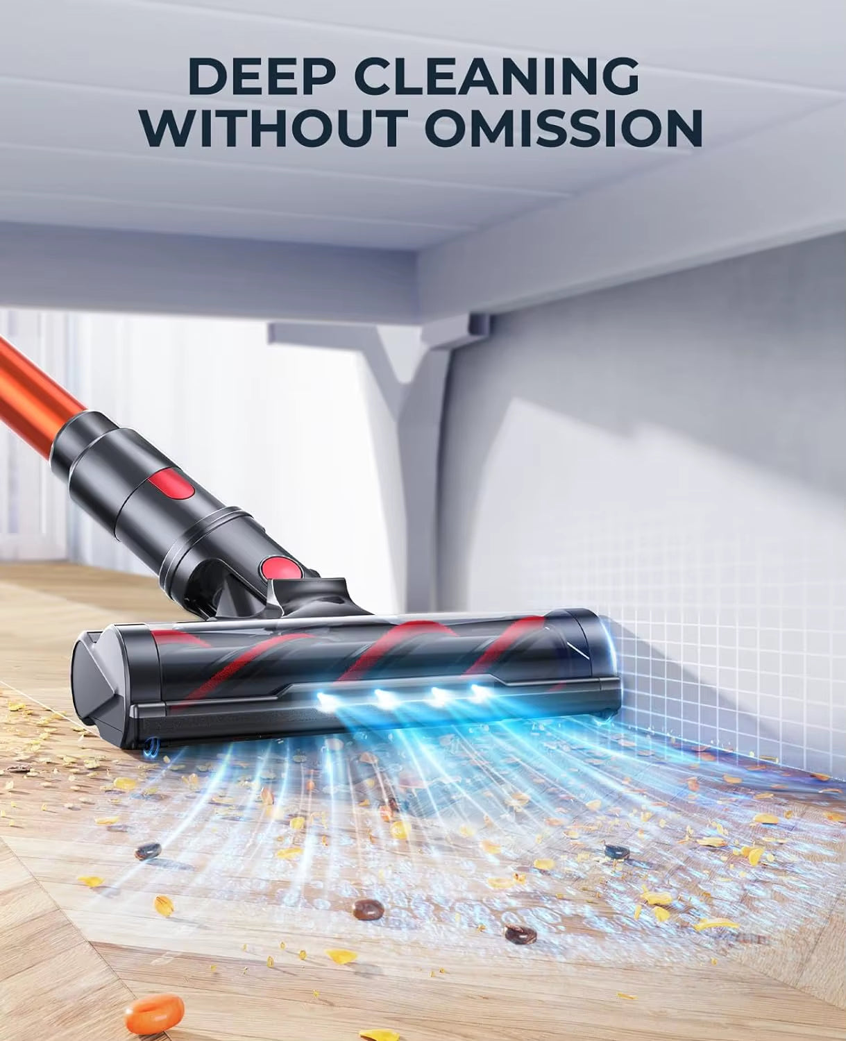 Elite 8 Cordless Vacuum Cleaner Handheld Home Appliance 450W Powerful Smart Home Touch Screen 55 Mins Detachable Battery