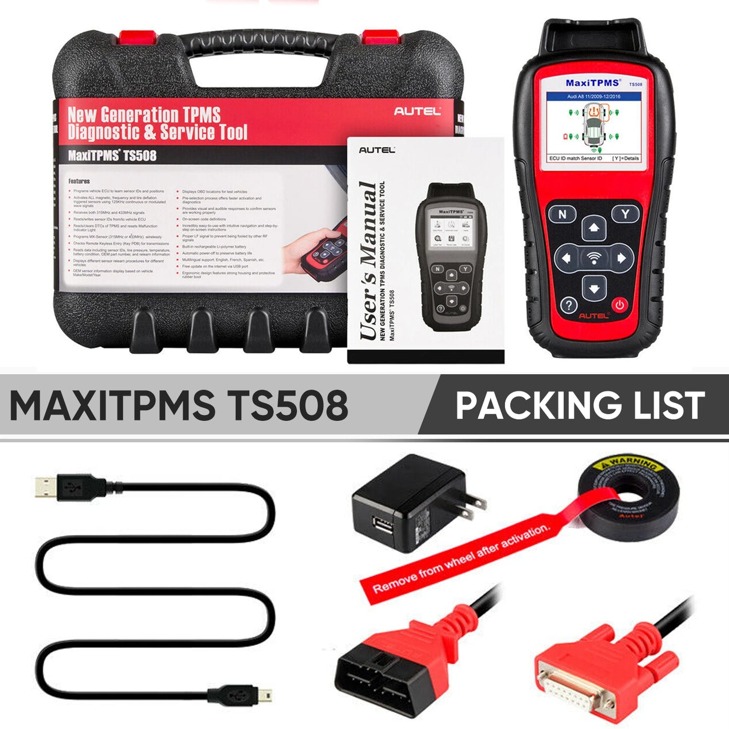 l Maxitpms TS508WF TPMS Tool Sensor Progarmming/ Relearn/ Activate TPMS Reset Read/Clear TPMS Dtcs