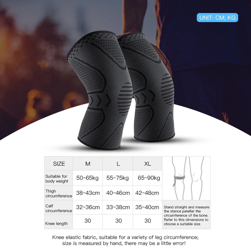 1Piece Fitness Running Cycling Knee Braces Elastic Nylon Knee Brace for Sports Compression Knee Pad Sleeve Basketball Volleyball