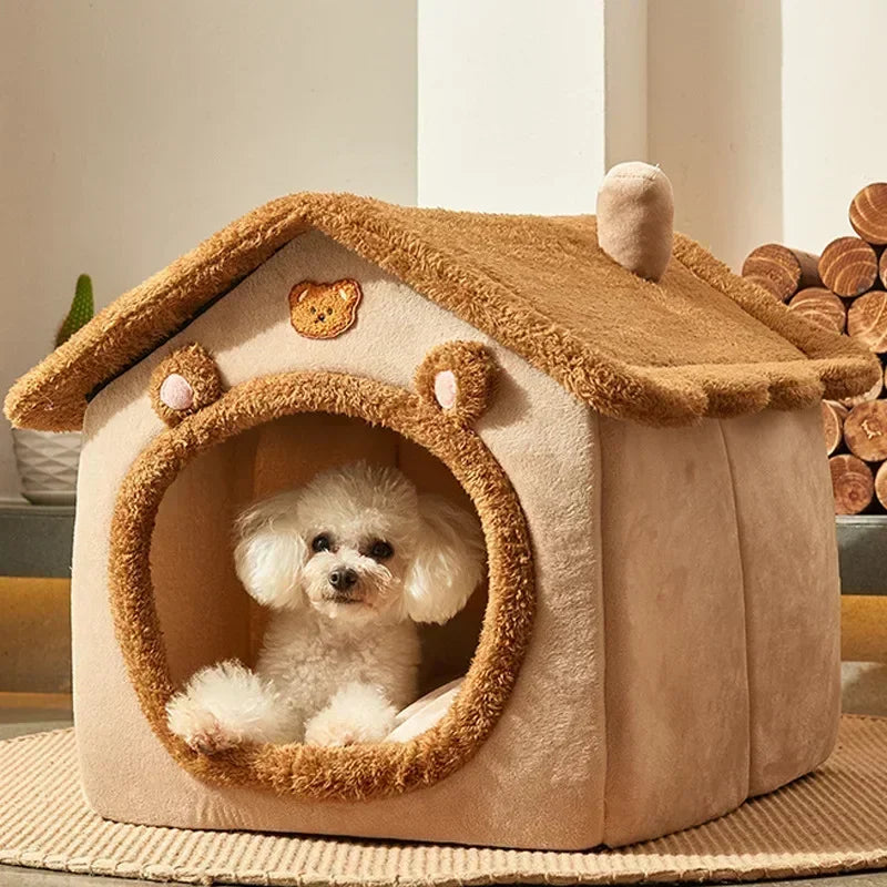 Cozy Foldable Dog House Bed Mat - Perfect Winter Retreat for Small to Medium Dogs and Cats