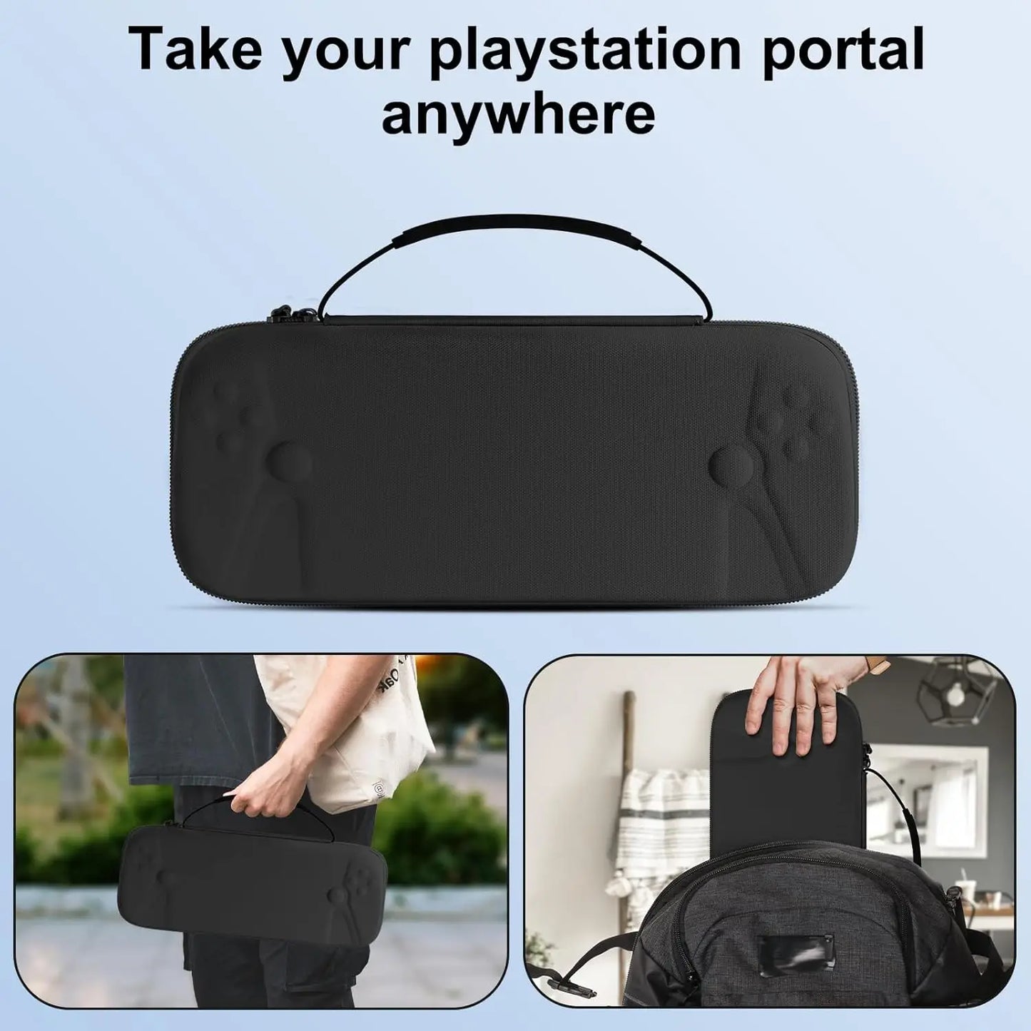 For Playstation Portal-Compatible 8In1 Accessory Carrying Case PS5 Soft Silicone Case 2 Screen Protectors and 4 Joystick Caps