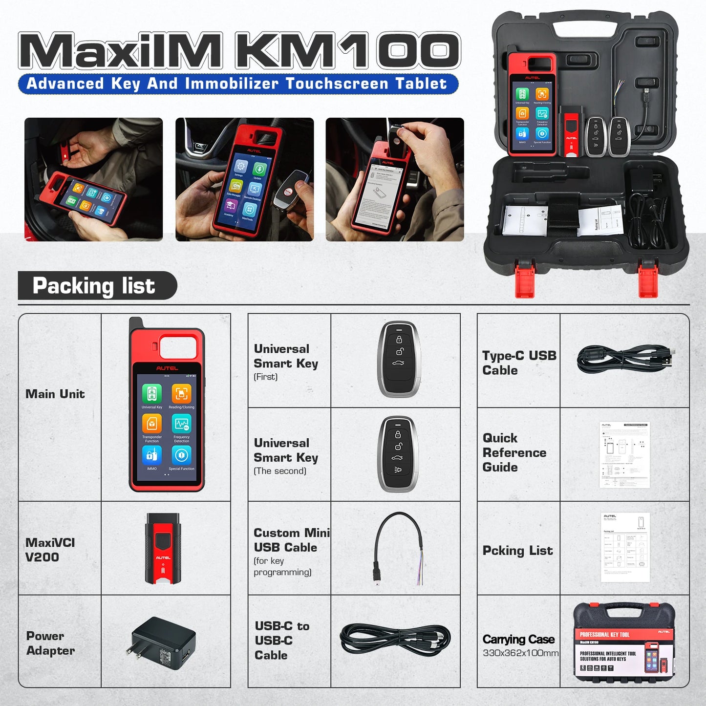 Autel Maxiim KM100 Key Fob Programmer Immobilizer Tool Key Creation IMMO Learning Chip Read Cloning Frequency