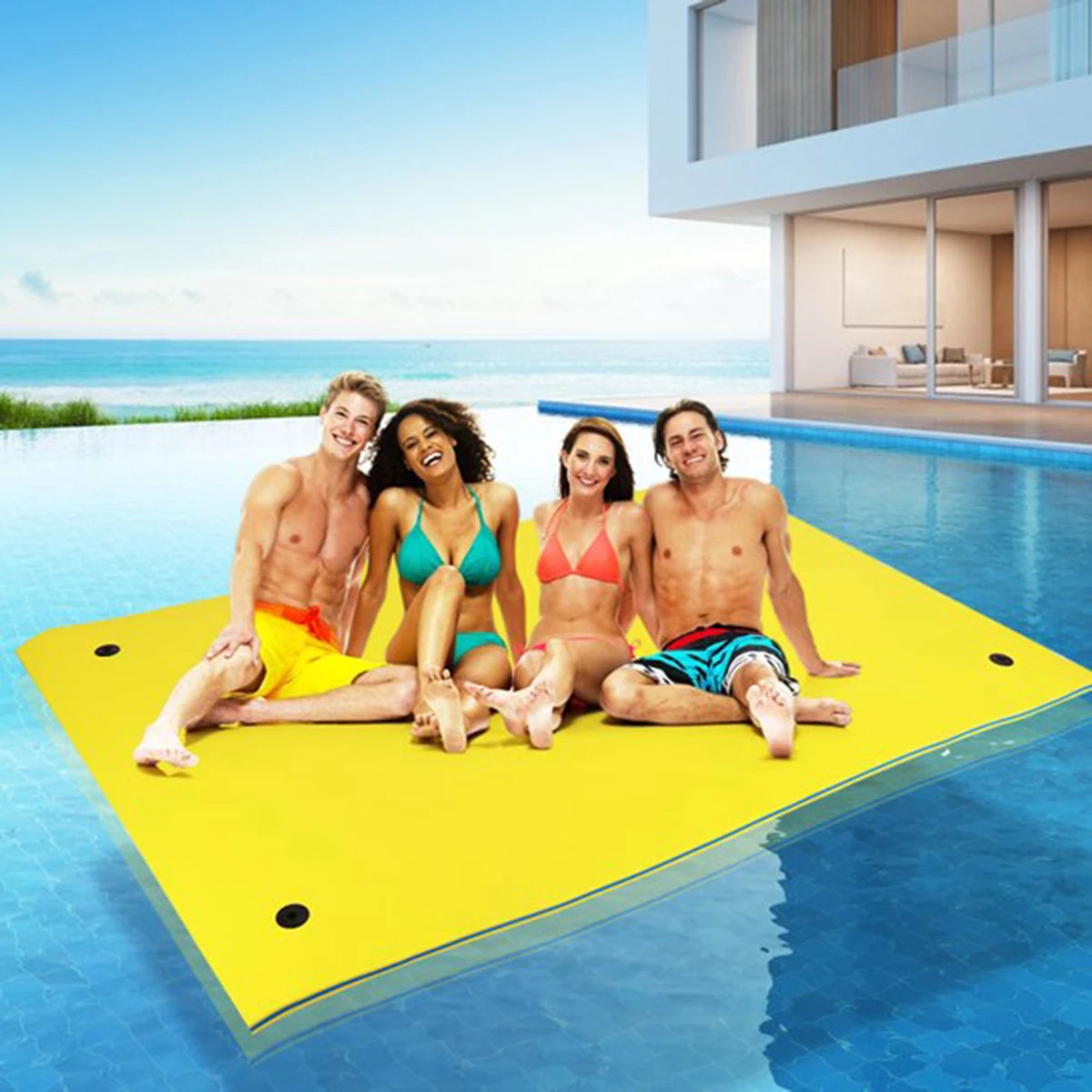 101"X69.5" Floating Water Pad Tear-Resistant XPE Foam Bouncy Water Floating Bed for Pool Beach Ocean Lake