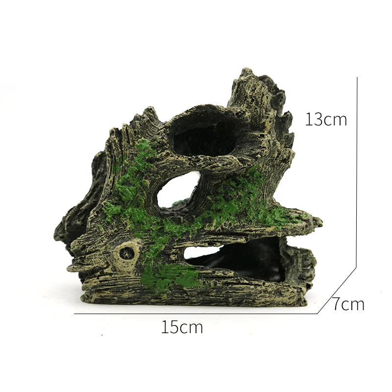 Fish Tank Reptile Box Landscaping Decoration Creative Resin Ornament Lizard Gecko Tree Root Hide Cave Amphibians Terrarium Decor