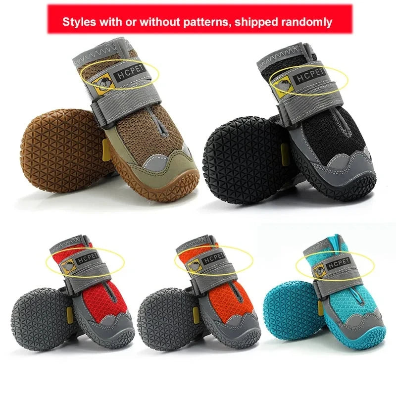 Durable and Breathable 4-Piece Dog Shoe Set for Large Dogs - Anti-Slip Outdoor Footwear for Hiking and Daily Use
