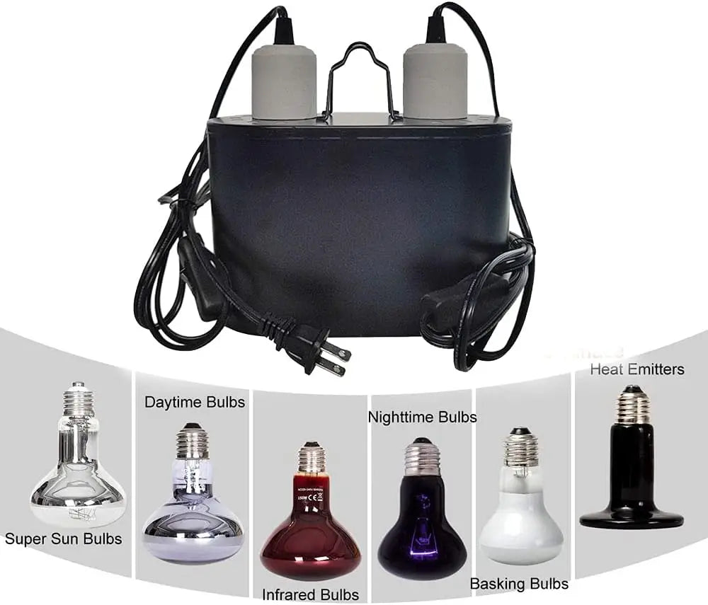 Dual Reptile Light Fixture Dual Deep Heat Lamps UVB Light Fixture for Reptiles Dome Heat Lighting Lamp Combo Kit