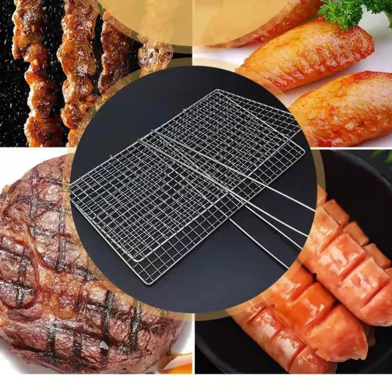 Foldable BBQ Basket Kamado Bbq Accessories Portable Dog Sling Water Gun Stainless Steel Removable Handle Steak Grill Barbecue
