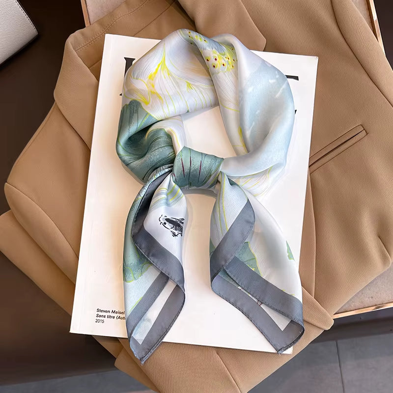 2025 New Fashion 70X70Cmprinted Women'S Scarf Pashmina Silk Scarf Square Shawl Decorative Headband Neck Luxury Design Bandana