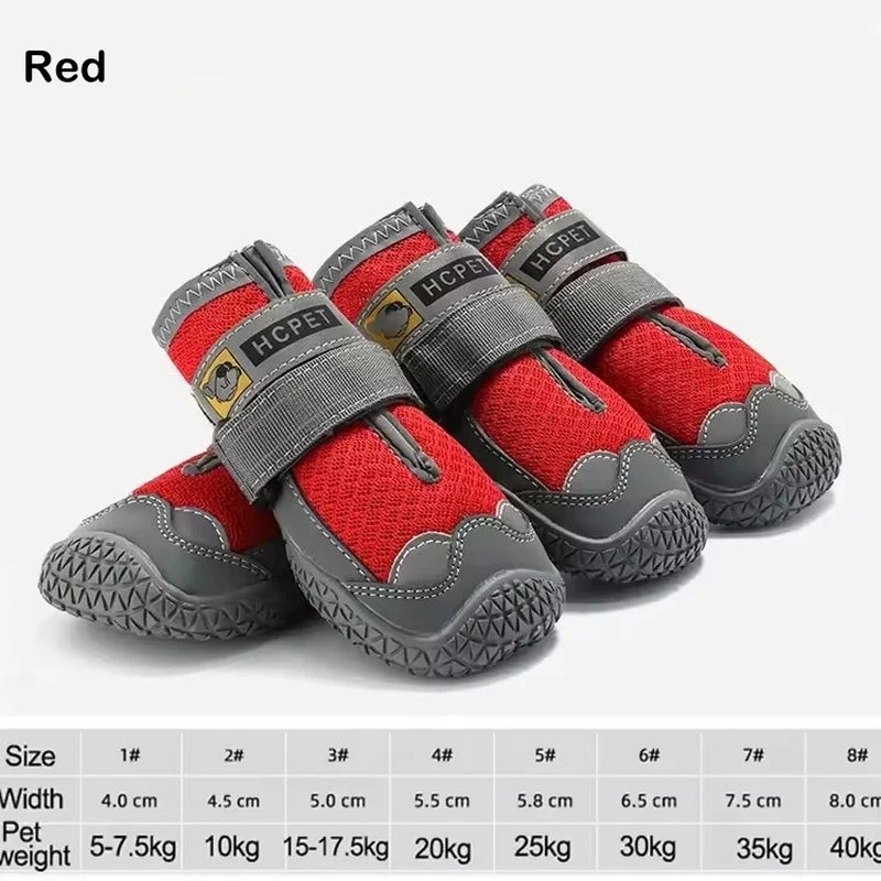 Durable and Breathable 4-Piece Dog Shoe Set for Large Dogs - Anti-Slip Outdoor Footwear for Hiking and Daily Use