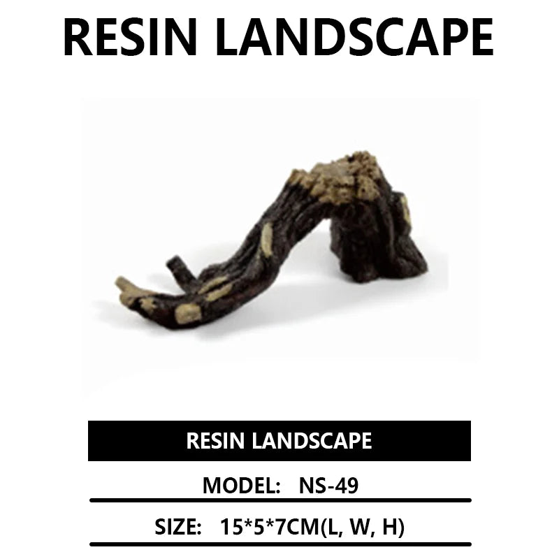Fish Tank Reptile Box Landscaping Decoration Creative Resin Ornament Lizard Gecko Tree Root Hide Cave Amphibians Terrarium Decor