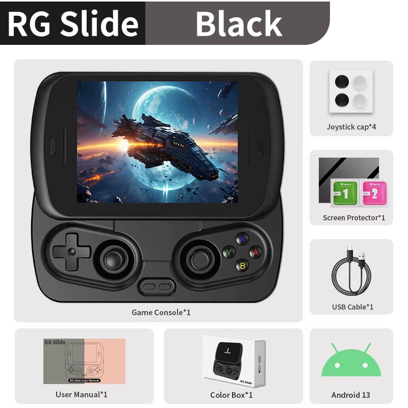 RG Slide Retro Handheld Game Console 4.7" LTPS In-Cell Android Video Gaming Player Supports AI Assistant 1080P-Port Out