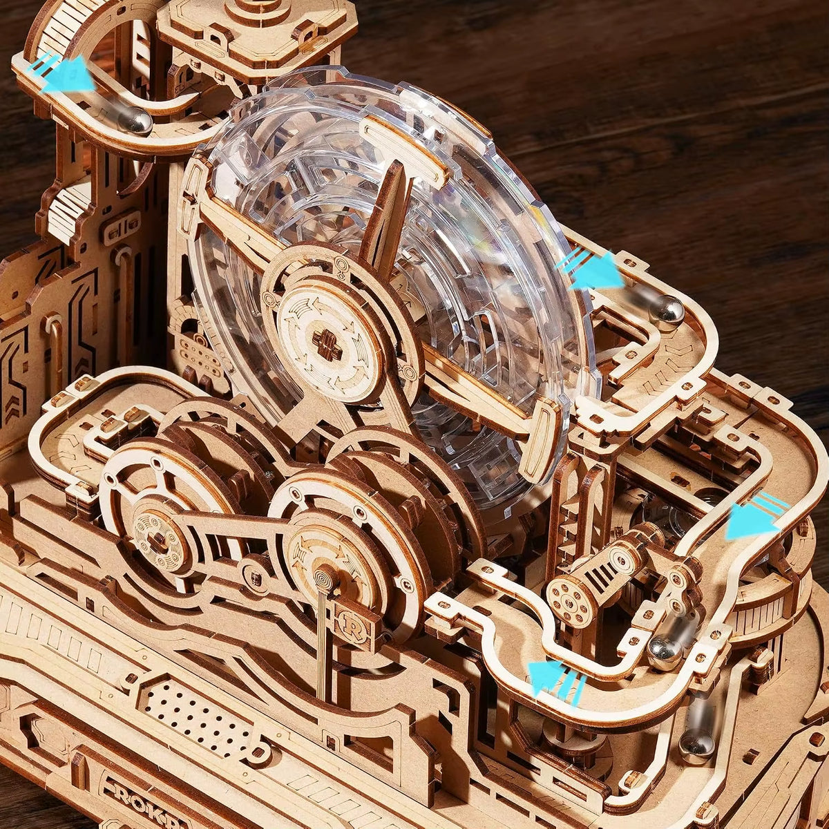Robotime Rokr 3D Wooden Pinball Model Kit - Gear Ball Challenge DIY Table Game for Men and Women