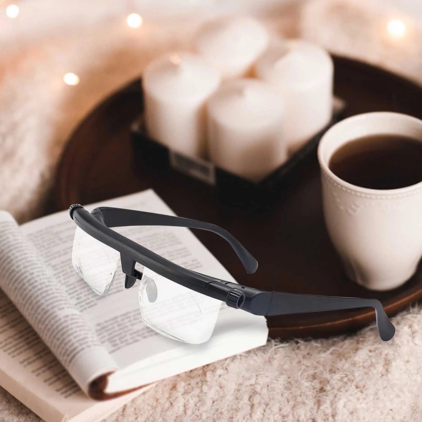 Dial Adjustable Glasses Variable Focus for Reading Distance Vision Eyeglasses US