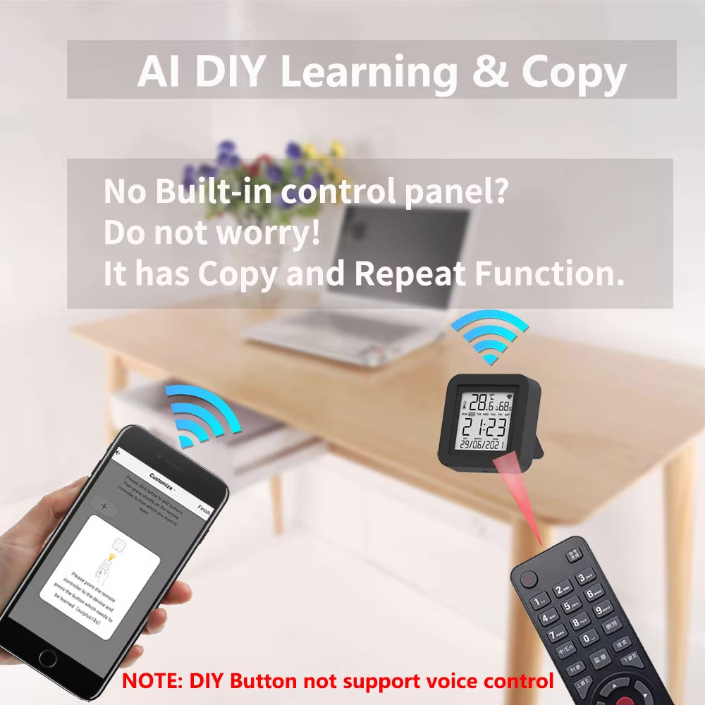 Smart Universal IR Remote with Temperature Humidity Sensor for Air Conditioner TV AC Works with Alexa Google Home Yandex
