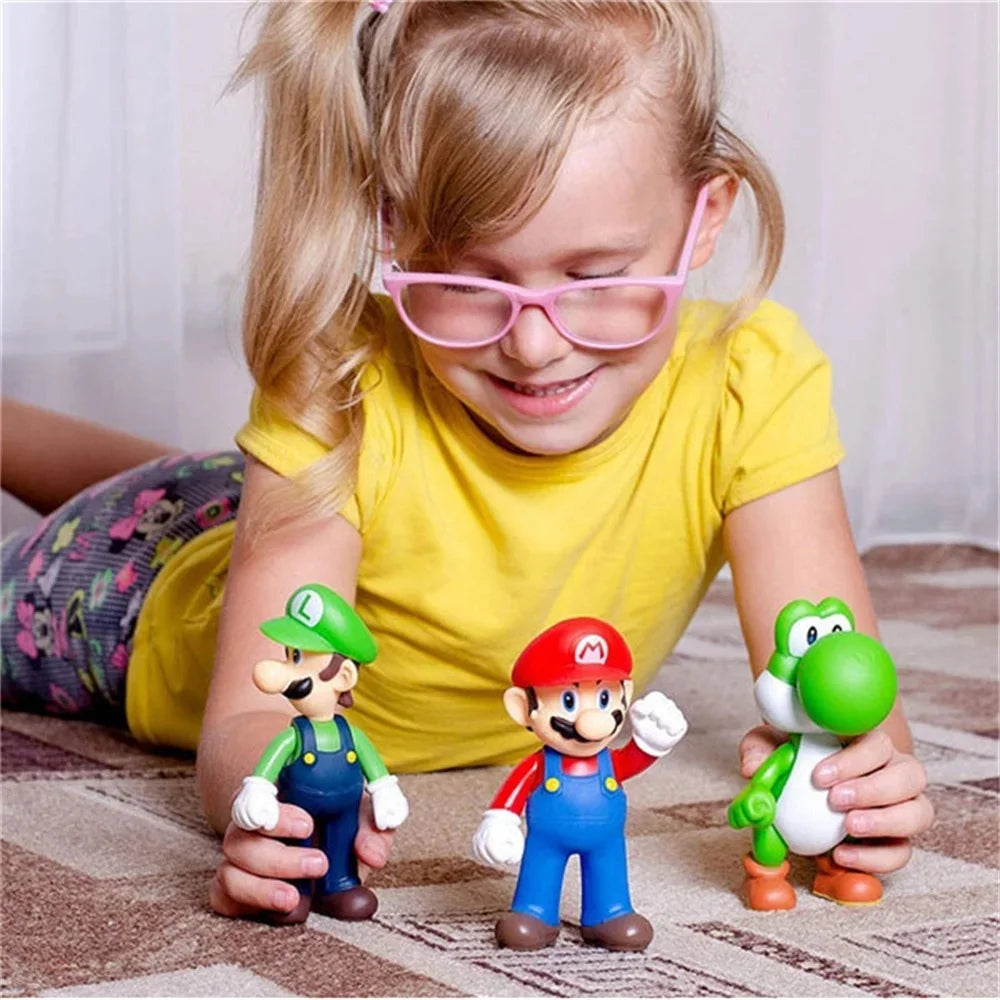 Game Super Mario Bros Figure Doll Cartoon Characters Mario Creative Movable Collectible Model Toys Children'S Birthday Gifts
