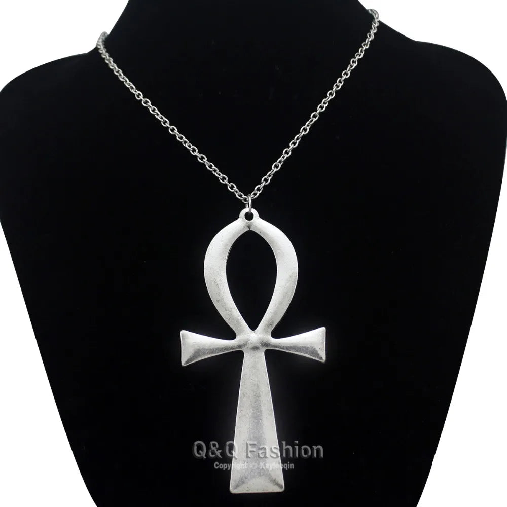 Vintage Egyptian Life Big Ankh Cross Pendant Long Chain Choker Necklace Jewelry Fashion Unisex Accessories Dropshipping