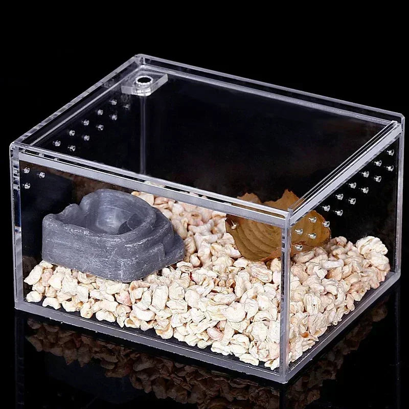 Transparent Acrylic Reptile Breeding Box Spider Lizard Amphibian Terrarium Leak-Proof Pet Habitat Arboreal Tarantula Enclosure
