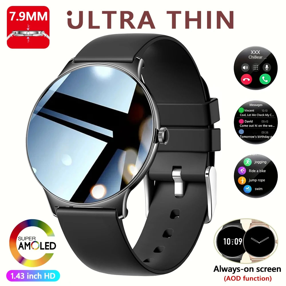 New Ultra Thin Smart Watch Women Screen Always Display Time Sports Bracelet Bluetooth Call Fashion Smartwatch
