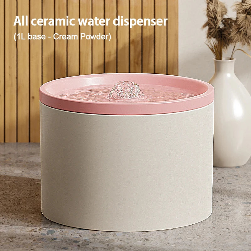 Ultra-Quiet Pet Cat Automatic Water Fountain Filter Dispenser for Dog Flowing Silent Circulation Filtration Ceramic Water Feeder