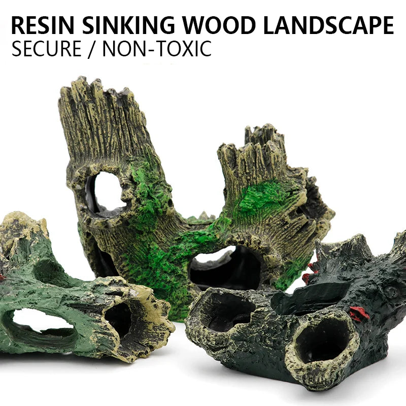 Fish Tank Reptile Box Landscaping Decoration Creative Resin Ornament Lizard Gecko Tree Root Hide Cave Amphibians Terrarium Decor