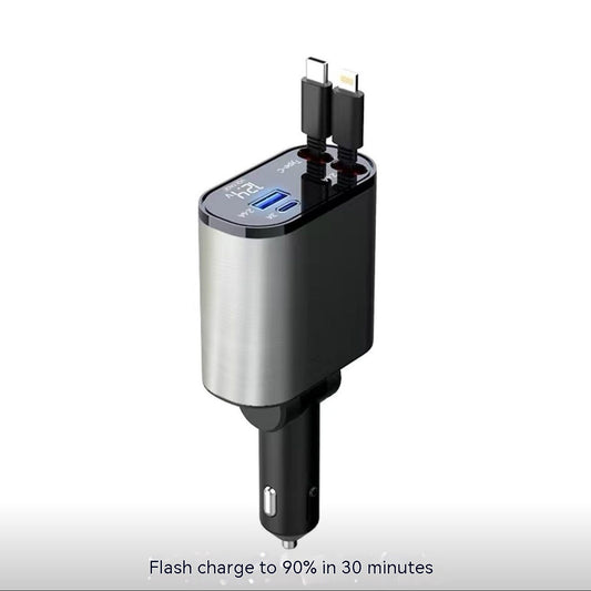 Universal One-To-Four Automatic Retractable Charger with Super Fast Conversion Plug