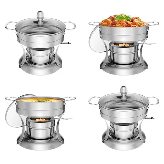 1 Quart Stainless Steel Chafing Dish Buffet Set with Glass Lid - Ideal for Dinner, Parties, Wedding