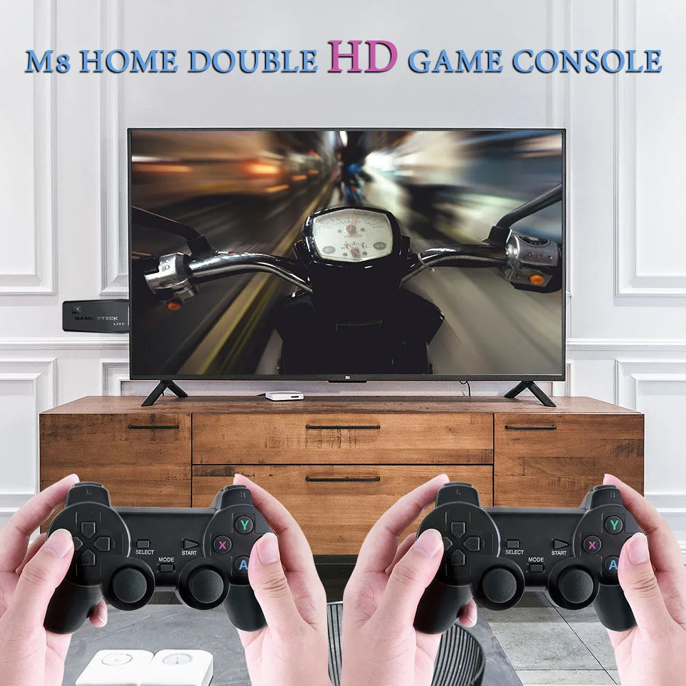 Video Game Sticks M8 Console 2.4G Dual Wireless Controller Game Stick 4K 10000 Games 64GB Retro Game for Dropshiopping Xmas Gift