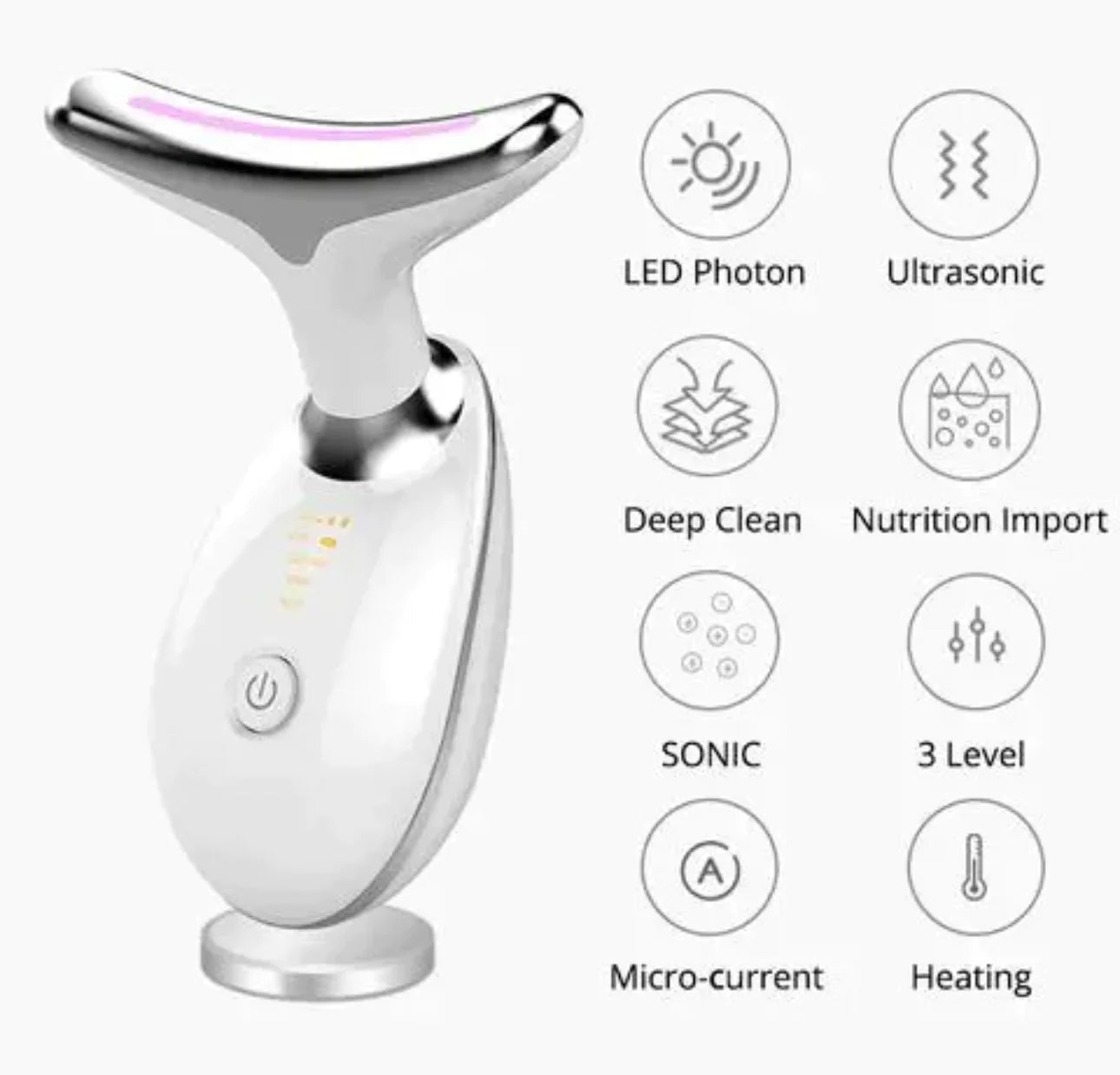 Wavy Chic Beauty Facial Massager, 7 Color Wavy Acne Beauty Microcurrent Facial Device Skin Firming for Face Neck Beauty Device