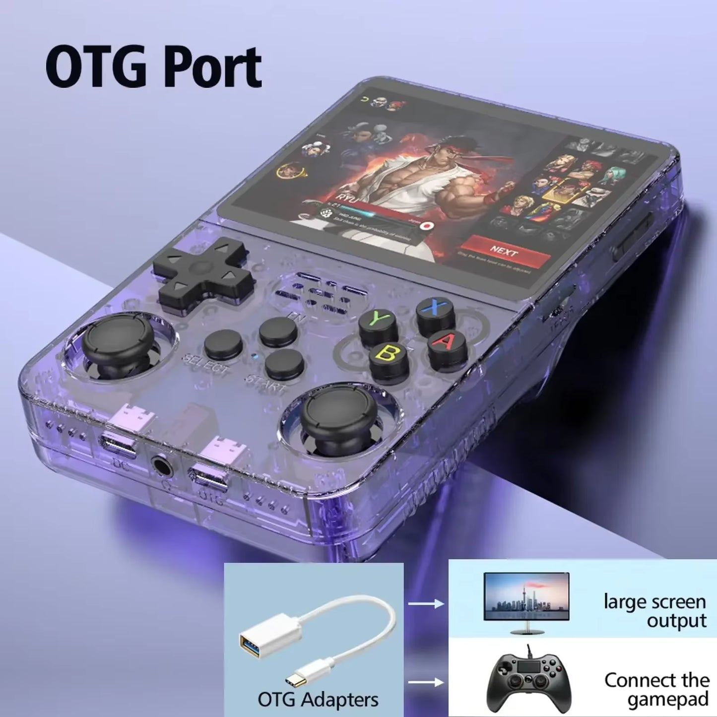 R36S Game Console Linux System 64G Portable Video Consoles 3.5 Inch IPS Screen with Retro Games Pocket Handheld Game Players