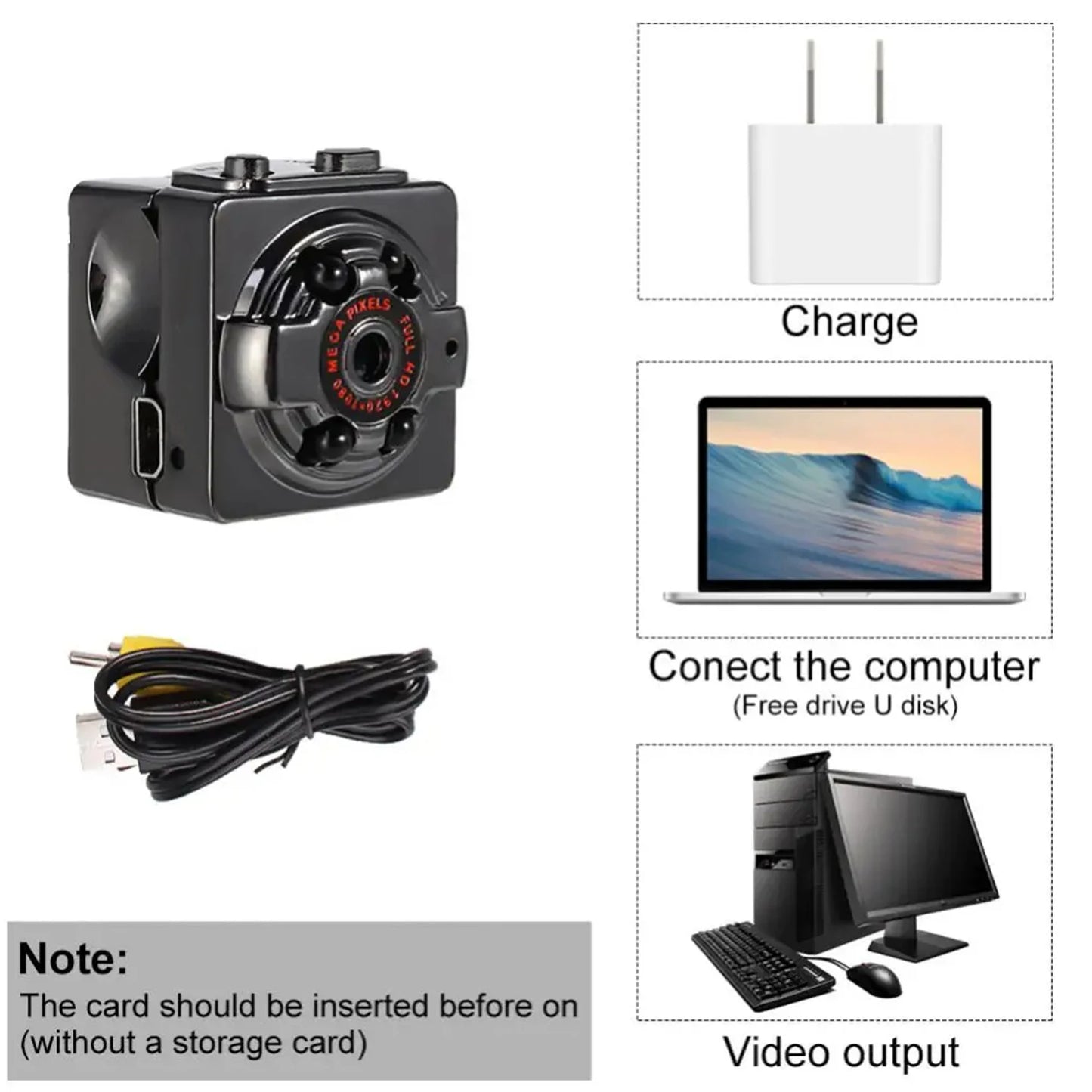 Mini Video Camera Infrared Night Vision Small Outdoor Sports Camera for Dogs Pet Track Recorder Rechargeable Sports DV for Cats