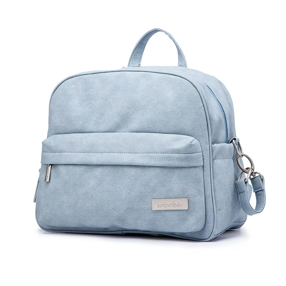 Soboba Solid Fashion Diaper Backpack for Baby Care Waterproof Multi-Function Nappy Changing Bag for Mother Stylish Diaper Bags