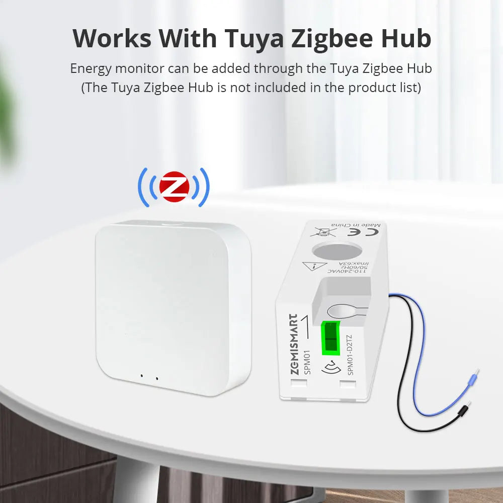 Smart Energy Meter Zigbee Wifi Monitor Electric Sensor Real-Time Measure Work with Tuya Zigbee2Mqtt Home Assistant