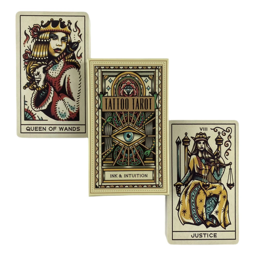 Tattoo Tarot Cards a 78 Deck Oracle English Visions Divination Edition Borad Playing Games